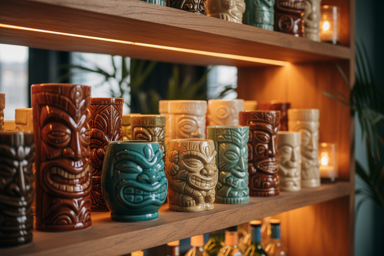 Bannière collection de verres tiki