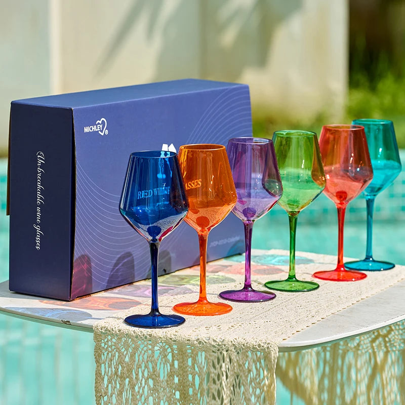 Lot 6 verres à Vin en Plastique Colorés