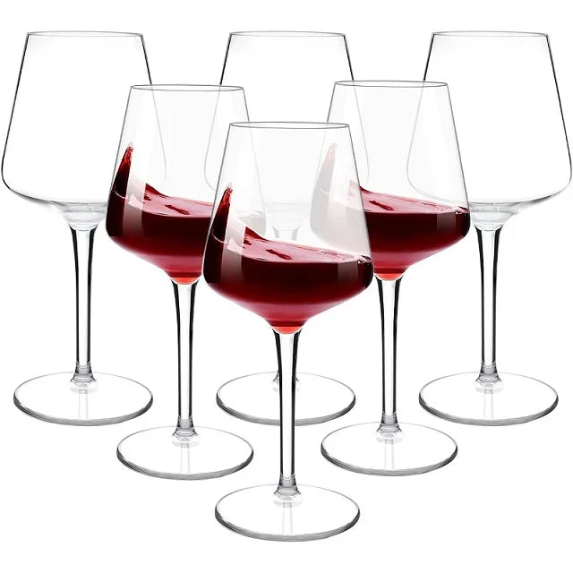 6 verres à vin en plastique transparent