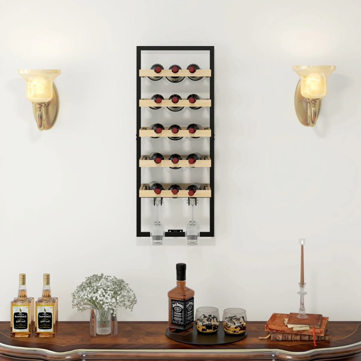 Porte bouteilles et porte verres