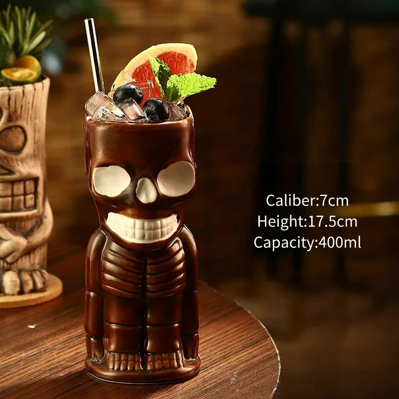 details du verre squelette marron