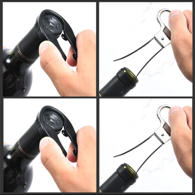 Tire-bouchon bilame Ah-So extracteur liège champagne vin rouge vue rapprochée