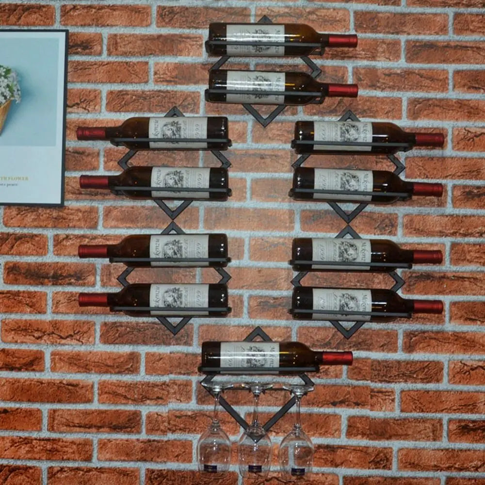 Botellero de pared con diseño de diamante