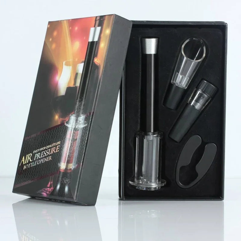 Tire-bouchon à air coffret cadeau coupeur capsule verseur bouchon vacuum aluminium détail de la pompe