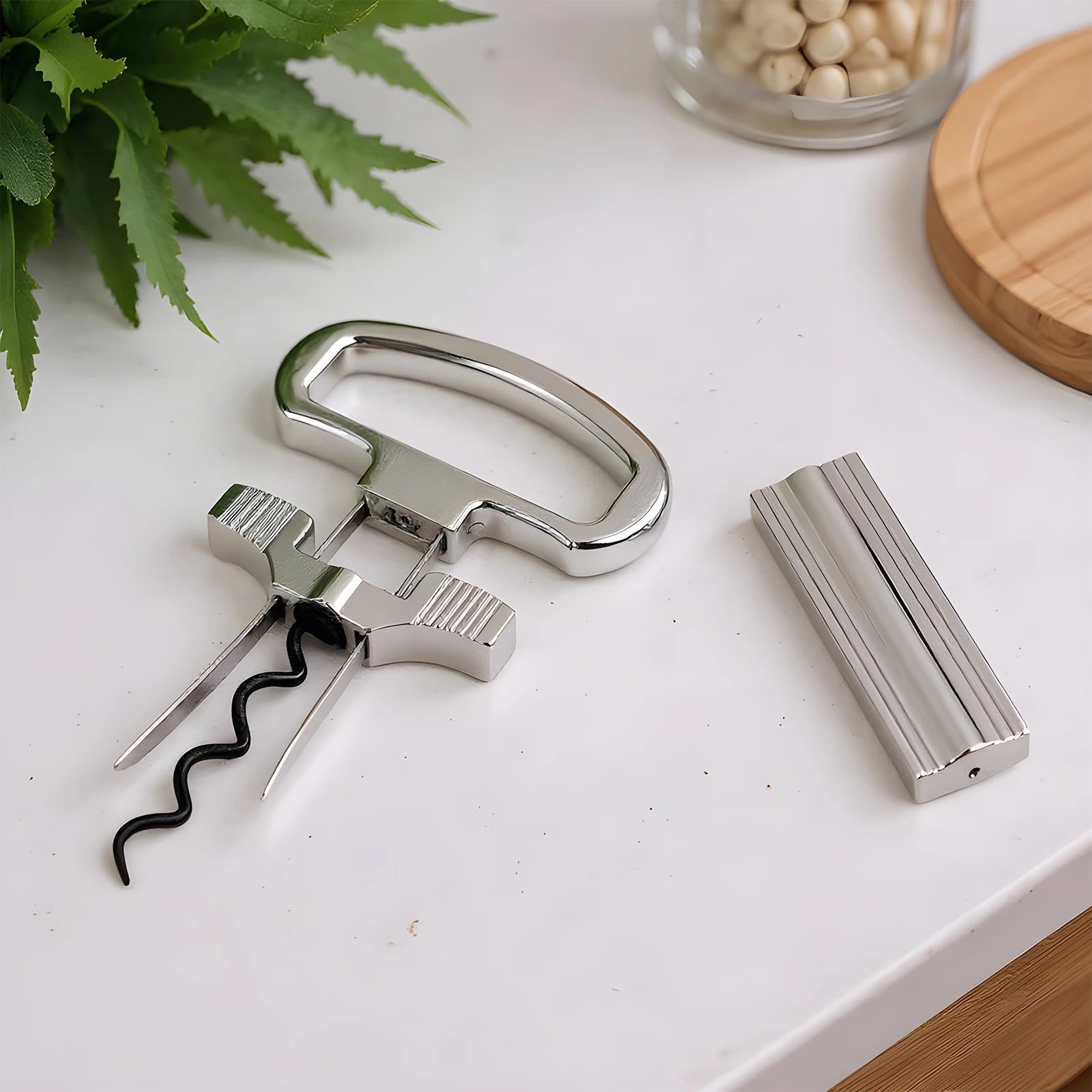 Tire-bouchon bilame 2 lames lot 3 couleurs acier vue détaillée