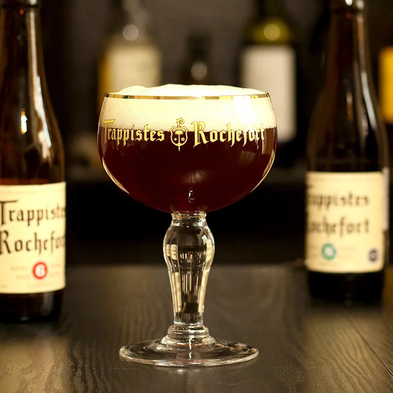 Verre calice belge Trappistes filet doré détail construction