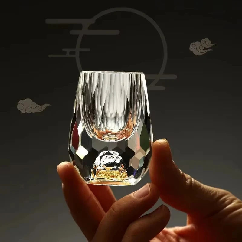Verre shooter avec socle or