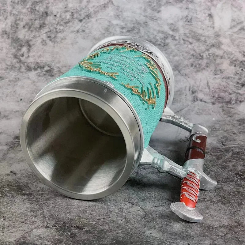 Chope médiévale épée 600ml acier inoxydable service bière