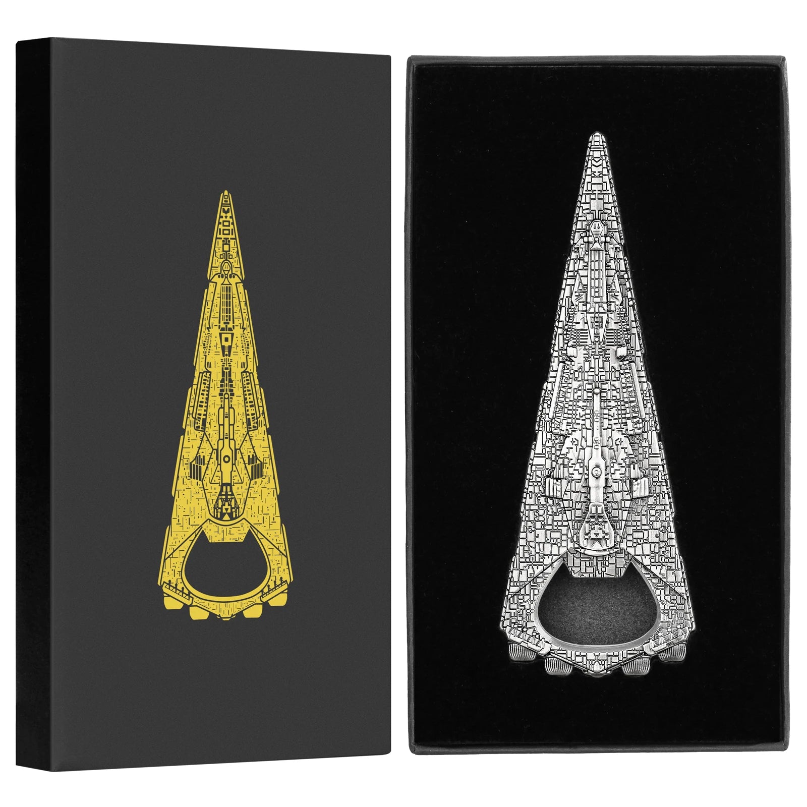 Décapsuleur Vaisseau Spatial Triangulaire - zoom gravure